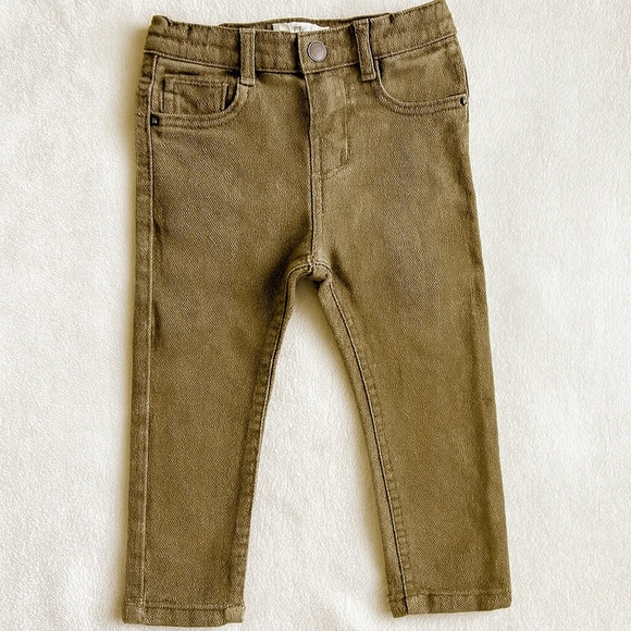 Zara boy toddler Jean style pants in olive green size 12-18 months - Picture 1 of 10